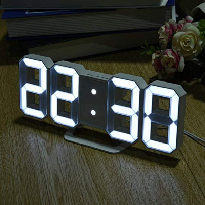 3D Digital Wall Clock LED Table Clock Time Alarm Temperature Date Sound Control Night Light With Remote Control Clock